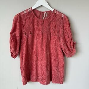 by Anthropologie | Parvati Floral Velvet Lace Top Size M